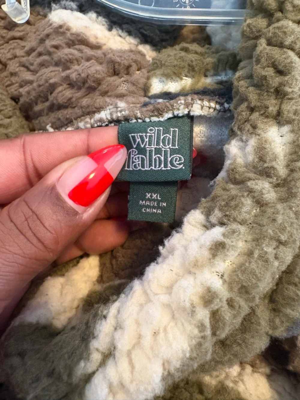 wild fable Olive Green Cropped Sherpa Hoodie - Picture 3 of 3
